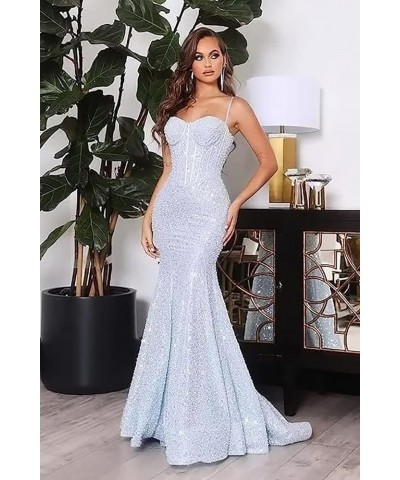 Women's Sparkly Sequin Prom Dresses Mermaid Long Spaghetti Straps Formal Evening Party Gowns Dusty Rose $32.44 Dresses