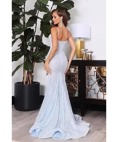 Women's Sparkly Sequin Prom Dresses Mermaid Long Spaghetti Straps Formal Evening Party Gowns Dusty Rose $32.44 Dresses