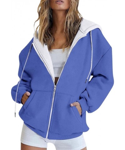 Womens Cute Hoodies Teen Girl Fall Jacket Oversized Sweatshirts Casual Drawstring Zip Up Y2K Hoodie with Pocket B5-c $2.96 Sh...