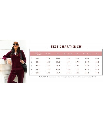 Women's Striped V Neck Velour Tracksuit Two Piece Sweatsuits Sets with Pocket Dark Pink $27.03 Activewear