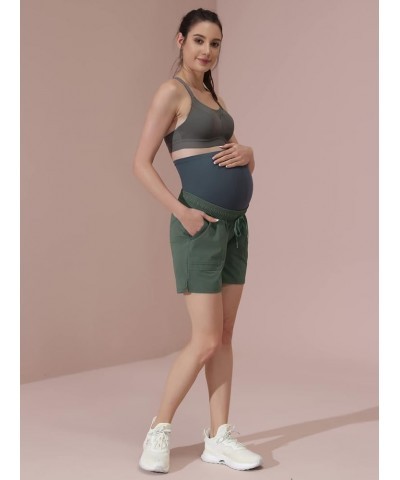 Maternity Hiking Shorts Quick Dry Waterproof 5" Workout Sports Shorts Outdoor Casual Olive Green $15.08 Activewear