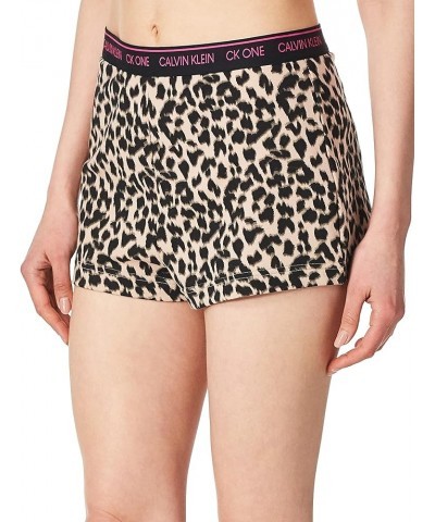 womens Ck One Cotton Sleep Short Sketched Leopard Print_honey Almond $17.39 Sleep & Lounge