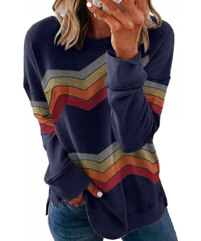 Women's Thin Pullover Solid Loose Tops Casual Sweater Women Fashion Comfy Sweatshirts Long Sleeve Blouses Women Shirts Navy,r...