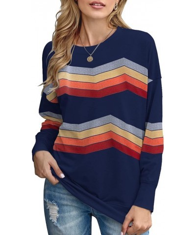 Women's Thin Pullover Solid Loose Tops Casual Sweater Women Fashion Comfy Sweatshirts Long Sleeve Blouses Women Shirts Navy,r...