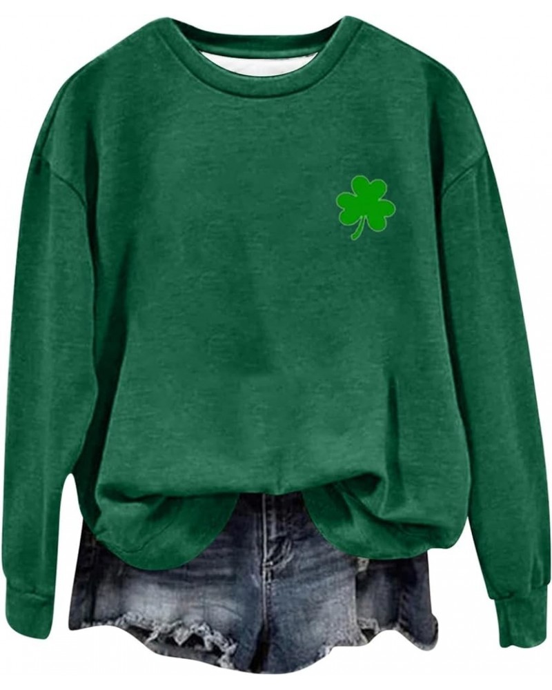 St. Patrick's Day Flag Shamrock Print Sweatshirt for Women Novelty Crewneck Casual Pullover 2024 Lucky Irish Blessed Outfits ...