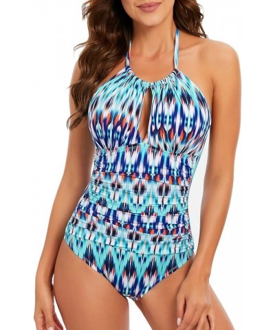 Women's Halter One Piece Swimsuits Tummy Control Swimwear V Neck Bathing Suit Yinhonglanlv $16.23 Swimsuits