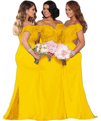 Women's Lace Bridesmaid Dresses Long 2024 Formal Mermaid Maid of Honor Gowns Gold $44.52 Dresses