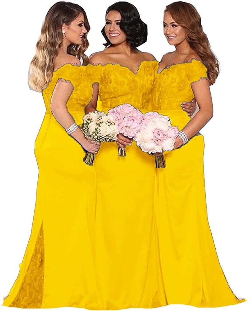 Women's Lace Bridesmaid Dresses Long 2024 Formal Mermaid Maid of Honor Gowns Gold $44.52 Dresses