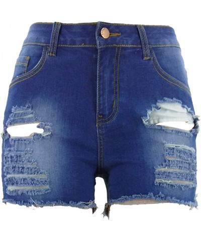 Women's High Waist Distressed Casual Cut Off Ripped Jeans Denim Shorts B-blue-563 $11.95 Shorts