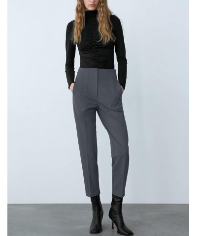 Women's High Waisted Dress Pants Work Business Casual Slacks Tapered Ankle Pants with Pockets Dark Grey $18.86 Pants