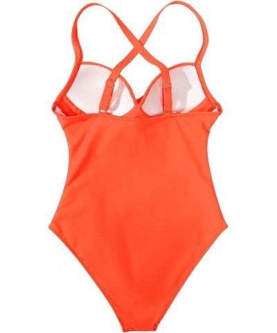 Women Wrap Cut Out One Piece Swimsuit High Waisted Monokini Bathing Suit 02 Orange $18.98 Swimsuits