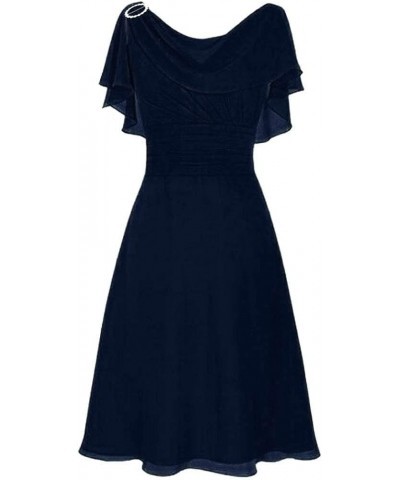 Women's Summer Outfits 2022 Formal Wedding Bridesmaid High-Waist Party Ball Prom Gown Cocktail Dress Dresses Dark Blue $14.93...