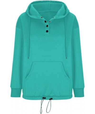 Womens Hoodie Sweatshirts Fall Fashion Button Down Hooded Sweatshirt Solid Drawstring Cute Comfy Pullover Hoodies H010-green ...