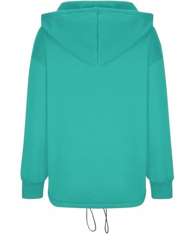 Womens Hoodie Sweatshirts Fall Fashion Button Down Hooded Sweatshirt Solid Drawstring Cute Comfy Pullover Hoodies H010-green ...