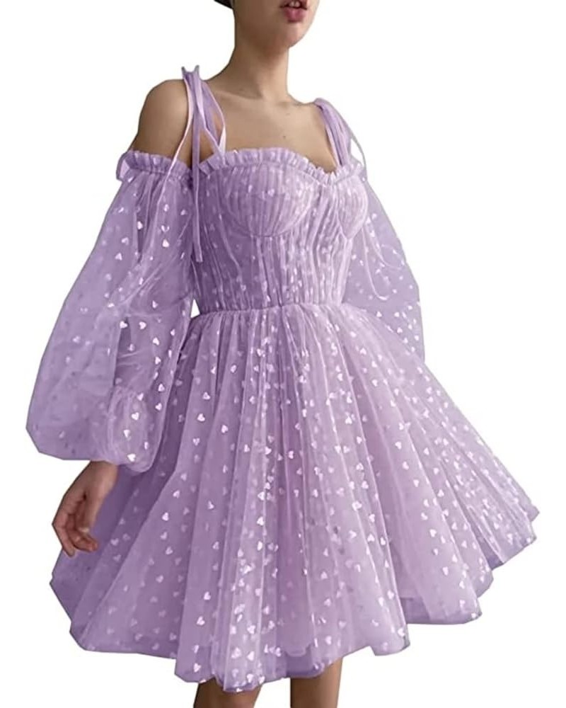 Women's Off The Shoulder Short Homecoming Dresses Lace Applique Prom Dresses Graduation Party Gowns Purple $26.10 Dresses