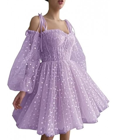 Women's Off The Shoulder Short Homecoming Dresses Lace Applique Prom Dresses Graduation Party Gowns Purple $26.10 Dresses