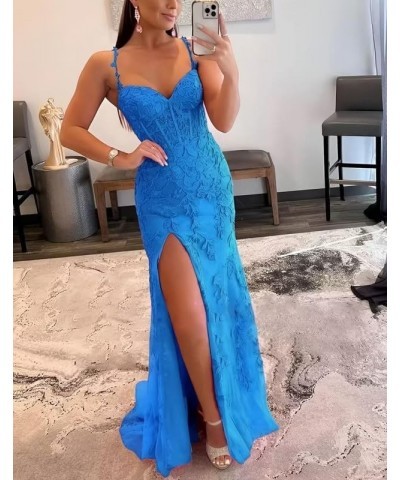 Lace Appliques Prom Dresses for Women Tulle Mermaid Bodycon Formal Evening Dress with Slit BD432 Gold $41.40 Dresses