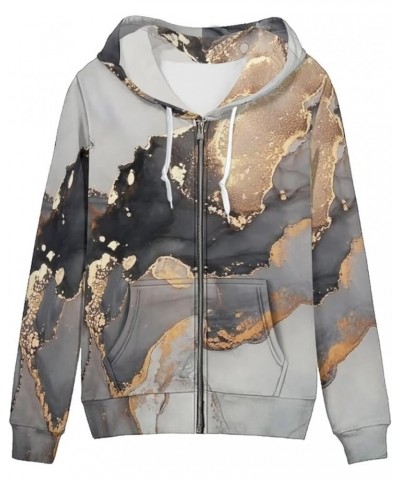 Women Fashion Hoodies Zip up Plus Size Sweatshirts with Front Pocket Oversized Marble Grey $9.00 Hoodies & Sweatshirts