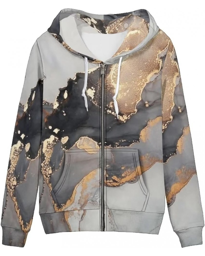 Women Fashion Hoodies Zip up Plus Size Sweatshirts with Front Pocket Oversized Marble Grey $9.00 Hoodies & Sweatshirts