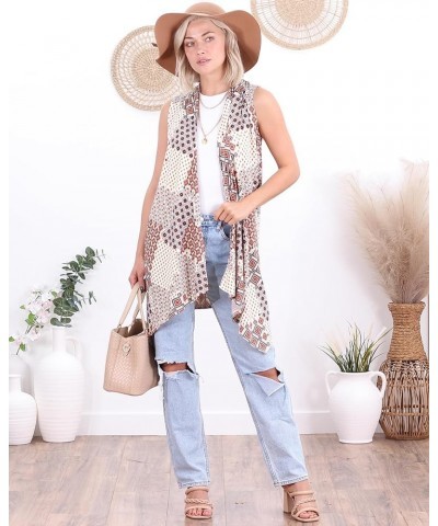 Womens Sleeveless Lightweight Summer Open Front Long Duster Cardigan Vest Plus Size Made in USA Dt53 $15.38 Sweaters