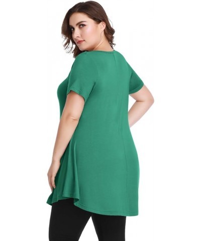 Womens Short Sleeve Sexy Keyhole Summer Swing Tunic Tops Plus Size Casual Loose Shirts Blouses Deep Green $16.19 Tops