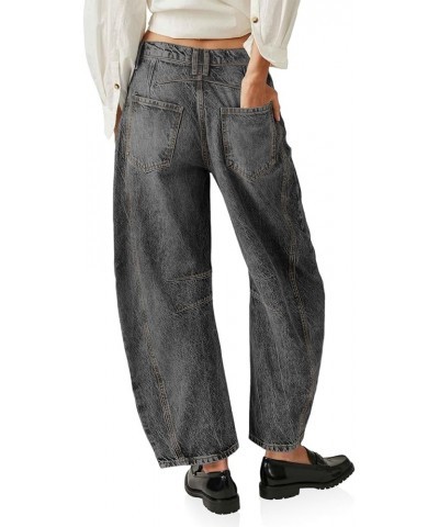 Women's Baggy Boyfriend Jeans Vintage Wide Leg Mid Rise Barrel Denim Ankle Pants Grey $32.44 Jeans