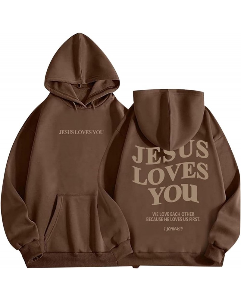 Hoodies for Women,Christian Jesus Saves Faith Sweatshirt Man Woman Pullover Tops Streetwear Gift Y2K Clothes Brown $9.47 Tanks