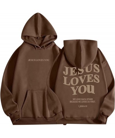 Hoodies for Women,Christian Jesus Saves Faith Sweatshirt Man Woman Pullover Tops Streetwear Gift Y2K Clothes Brown $9.47 Tanks