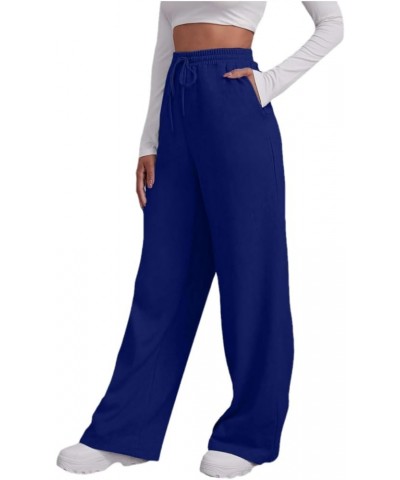 Sweatpants Women Wide Leg Fleece Joggers Sweatpants Baggy Straight Leg Sweatpants with Pockets Elastic Waist Sweatpants C1-na...