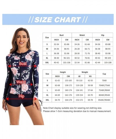 Women Rash Guard Long Sleeve Bathing Suit Swimsuit Boyshort Two Piece Boyleg Sun Protection Surfing Swimwear Blue-11 $24.93 S...