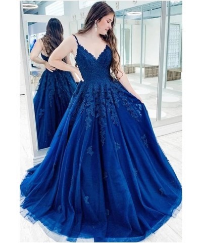 Lace Appliques Long Prom Dress A Line Spaghetti Straps Ball Gowns Tulle Formal Dress for Party CYM105 Olive Green $38.50 Dresses