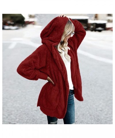 Winter Coats For Women Casual Warm Womens Fleece Jacket 2024 Plus Size Trendy Fuzzy Clothes Casual Outerwear A2wine $30.99 Ja...