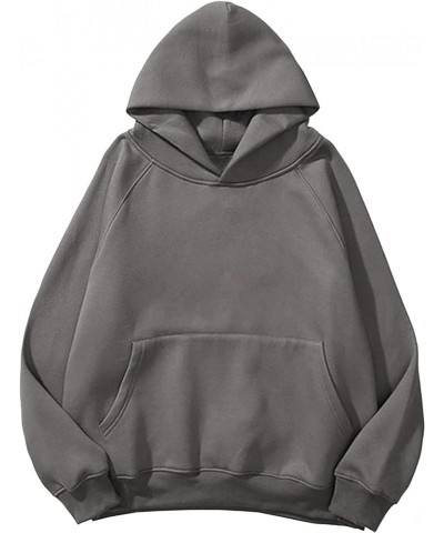 Women Men Solid Loose Basic Hoodies Fleece Long Sleeve Unisex Pullover Oversized Sweatshirt Dark Grey $15.05 Hoodies & Sweats...