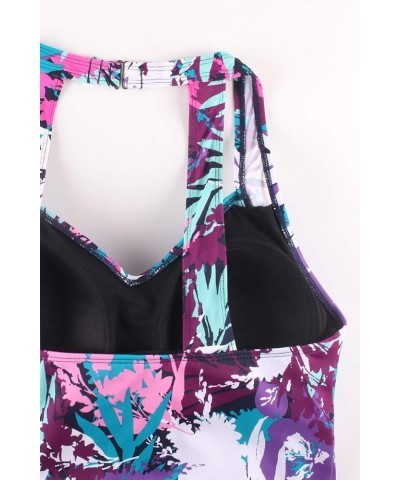 Women’s Plus Size Swimwear Floral Tankini Set Ruched Modest Two Piece Skirt Swimsuit Colorleaf $21.15 Others