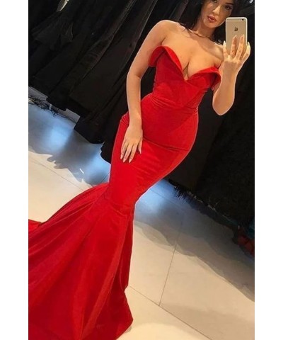 Women's Mermaid Strapless Long Prom Dresses Open Back Sweetheart Evening Gowns Light Yellow $41.33 Dresses