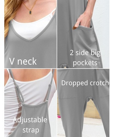 Women's Casual Adjustable Strap Baggy Jumpsuits Loose Fit Solid Color Long Pant Romper Overalls with Pockets Grey $8.31 Overalls