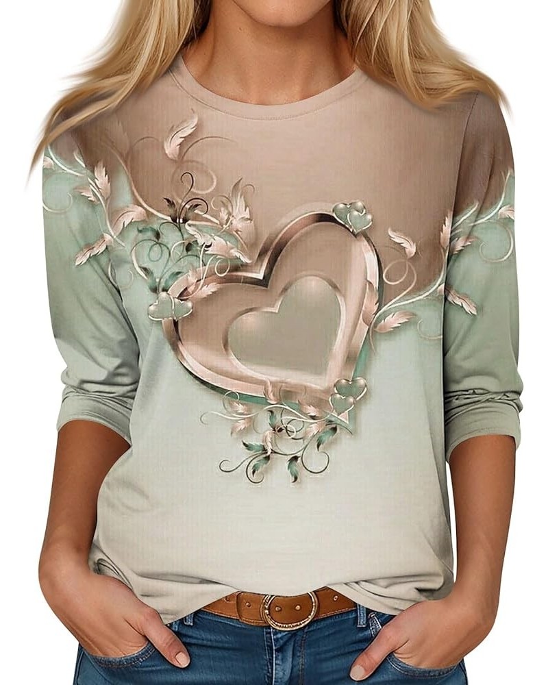 Cute Tops for Women,Women's Print 3/4 Sleeve Floral Print T-Shirt Slim Top Casual Tops 2-orange $9.34 T-Shirts