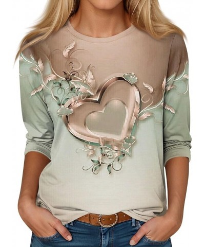 Cute Tops for Women,Women's Print 3/4 Sleeve Floral Print T-Shirt Slim Top Casual Tops 2-orange $9.34 T-Shirts