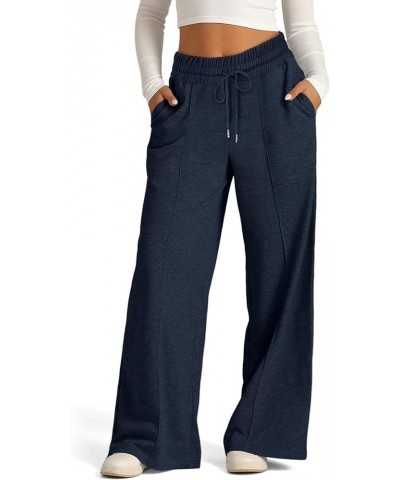 Wide Leg Lounge Pants for Women Flare Sweatpants Plus Size Sweatpants for Women Yoga Pants with Pockets for Women 04-navy $10...