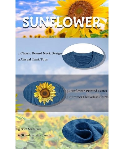 Sunflower Tank Tops Women Sunflower Graphic Tees Shirts Summer Leopard Print Sleeveless Tees Top Blue3 $8.39 Tanks