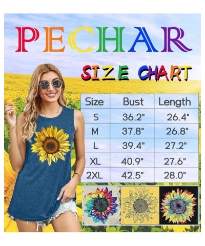 Sunflower Tank Tops Women Sunflower Graphic Tees Shirts Summer Leopard Print Sleeveless Tees Top Blue3 $8.39 Tanks