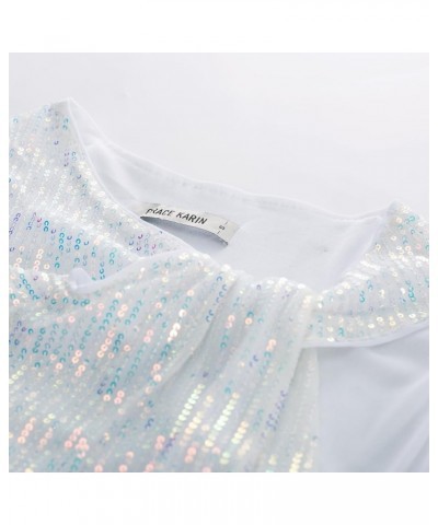 2023 Women's Asymmetrical Twist Neck Sequin Top Slim Fit Cocktail Sparkle Tank Tops Multicolor-white(sequin) $23.75 Tanks