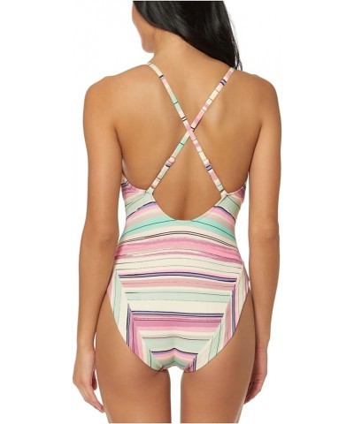 Women's One Piece Swimsuit Bathing Suit Pink Stripe $33.60 Swimsuits