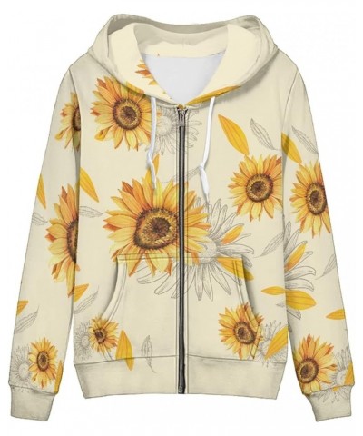 Womens Zip-up Hoodie with Kanga Pocket(XS-5XL) ,Cactus,Sunflowers,Butterfly Long Sleeve Sport Shirts Shell Jackets Sunflowers...