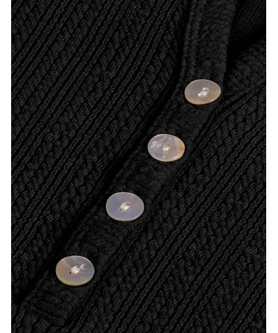 Womens Henley Tops Long Sleeve Fitted Button T Shirt Stretch Textured Black $13.97 Tops