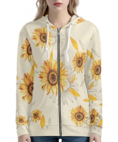 Womens Zip-up Hoodie with Kanga Pocket(XS-5XL) ,Cactus,Sunflowers,Butterfly Long Sleeve Sport Shirts Shell Jackets Sunflowers...