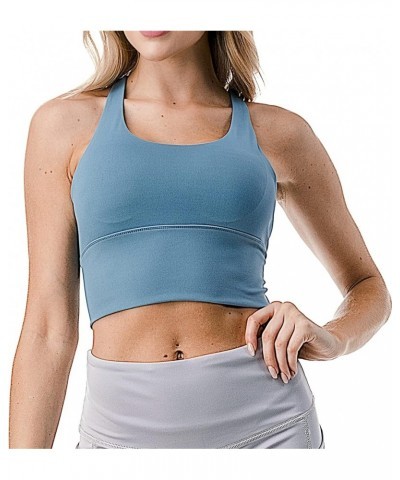 Women's Medium Support Sports Bra - Strappy Crossover Longline Cropped Tops with Removable Cup for Yoga Workout Running Paste...