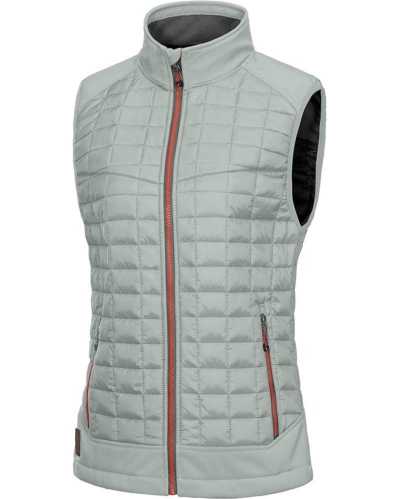 Women's Lightweight Puffer Vest, Warm Outdoor Sleeveless Jacket for Hiking Travel Running Golf Light Gray $19.60 Vests