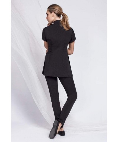 Noel Asmar Uniforms Cap Sleeve Spa Tunic, Two Way Front Zipper Black $35.60 Tops