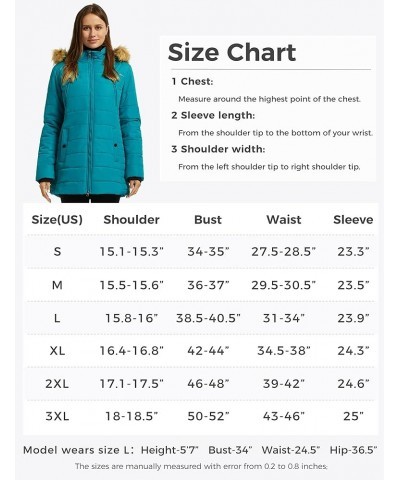 Women's Warm Winter Coat Heavy Puffer Jacket Parka with Fur Trimmed Hood Teal Blue $37.39 Jackets